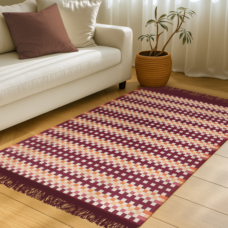 Tkaný koberec Kelim K840C vínový, 160x250