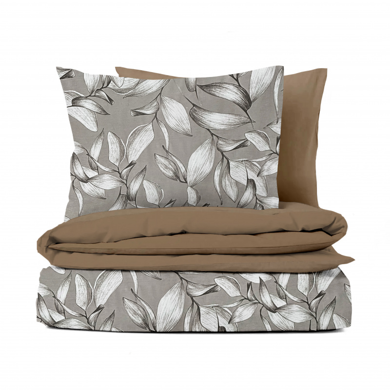 Ervi Bavlněné povlečení oboustranné - Elegantní větvičky/hnědé