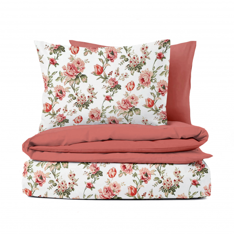 Ervi Bavlněné povlečení oboustranné - Šepot květin/korálové