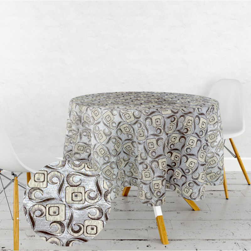 Ervi gobelínový ubrus na stůl kulatý - Tafta -  krémová