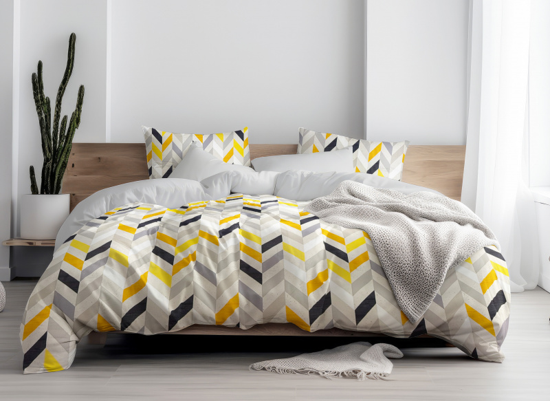 Ervi Bavlněné povlečení oboustranné - Rytmus/světlé šedé