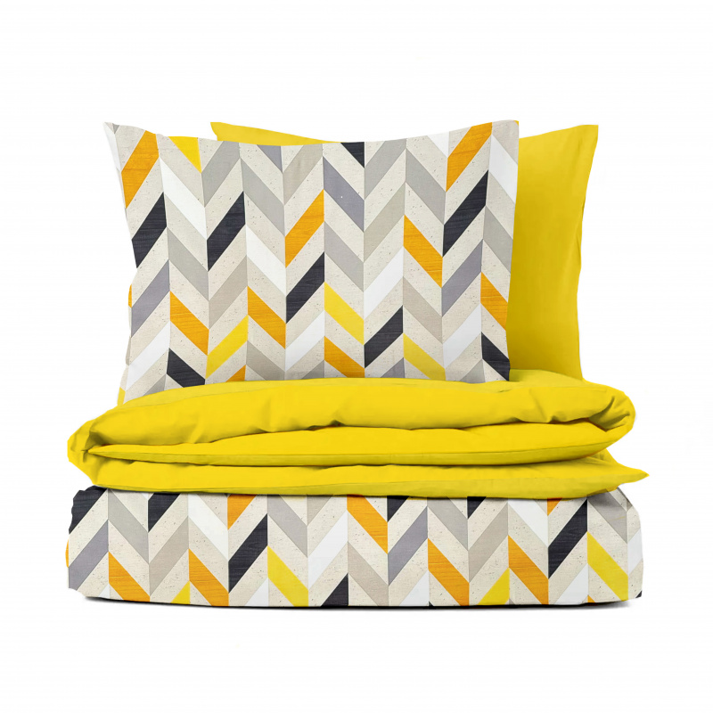 Ervi Bavlněné povlečení oboustranné - Rytmus/žluté