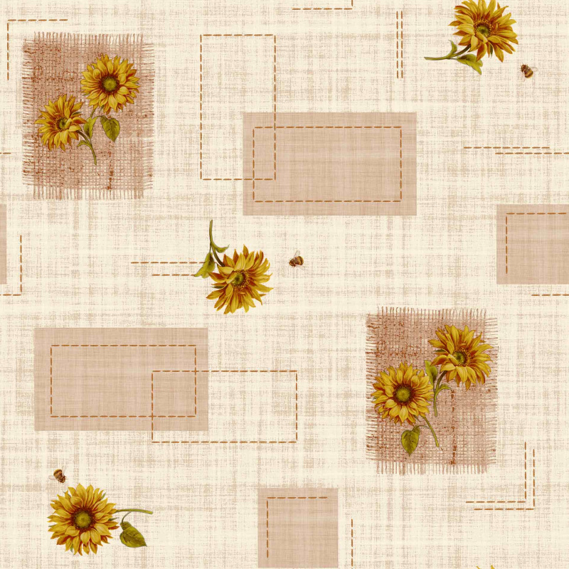 Ubrus PVC FL-1032 kulatý - Slunečnicová pohoda (různé velikosti)