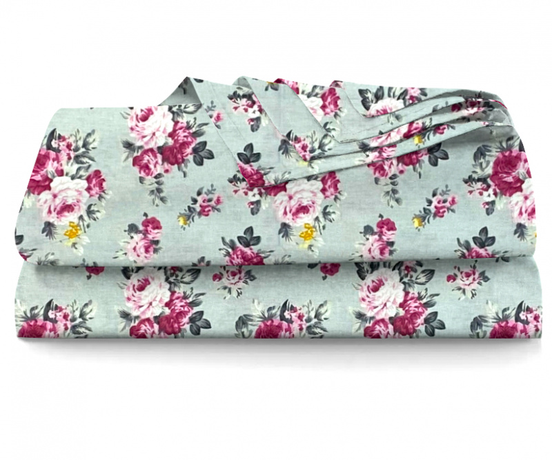 Ervi bavlněné prostěradlo Růžičky na šedém