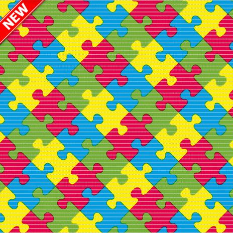 Koupelnová pěnová předložka D-15 - Barevné puzzle (různé velikosti)