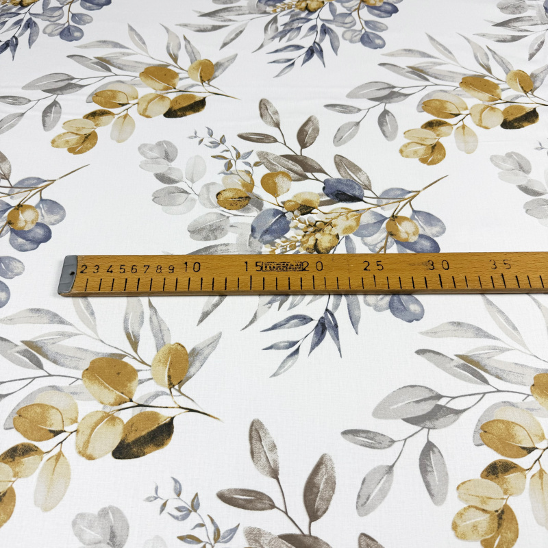 Ervi Bavlněné napínací prostěradlo - eukalyptové větvičky podzimní