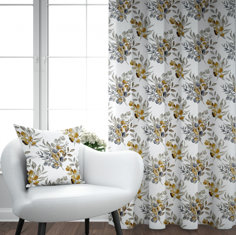 Ervi Bavlněný závěs - eukalyptové větvičky podzimní