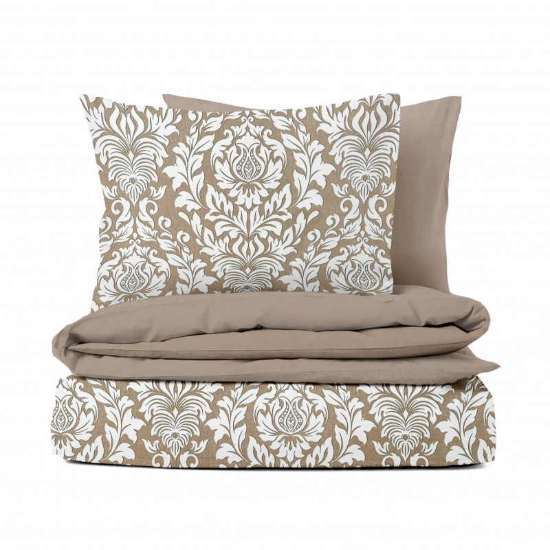 Ervi Bavlněné povlečení oboustranné - Královský ornament/hnědé