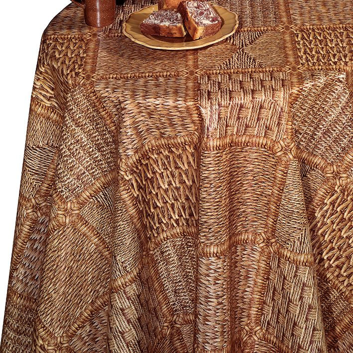 Ubrus PVC kulatý DE-63A – Ratanová harmonie (různé velikosti)