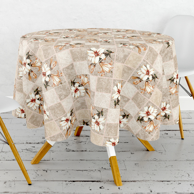 Ubrus PVC kulatý DE-118A – Liliová elegance (různé velikosti)