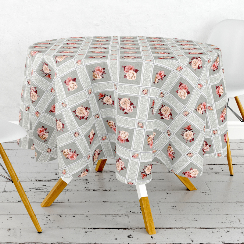 Ubrus PVC kulatý FL-1325-02 - Růžová elegance (různé velikosti)