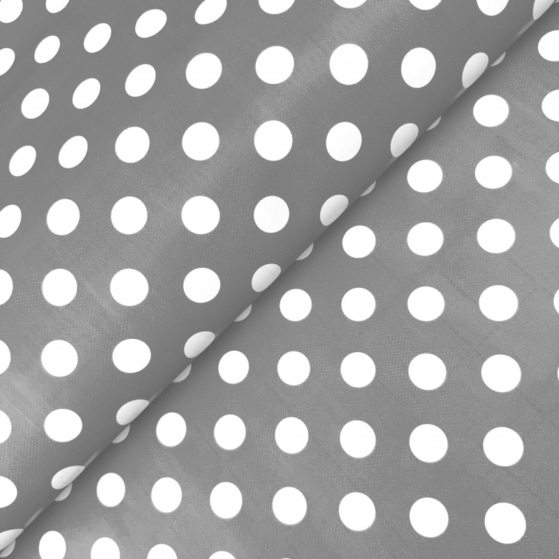 Ubrus PVC kulatý DC-416 – Puntíky na šedém (různé velikosti)