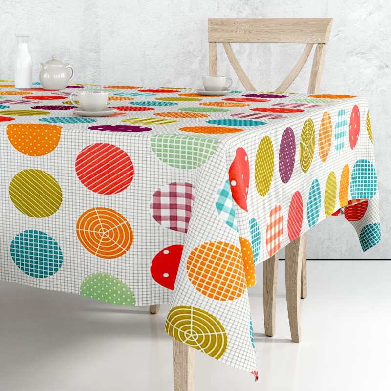 Ubrus PVC DC-501 – Duha puntíků (různé velikosti)