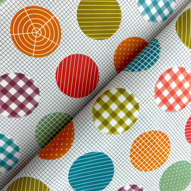 Ubrus PVC kulatý DC-501 – Duha puntíků (různé velikosti)