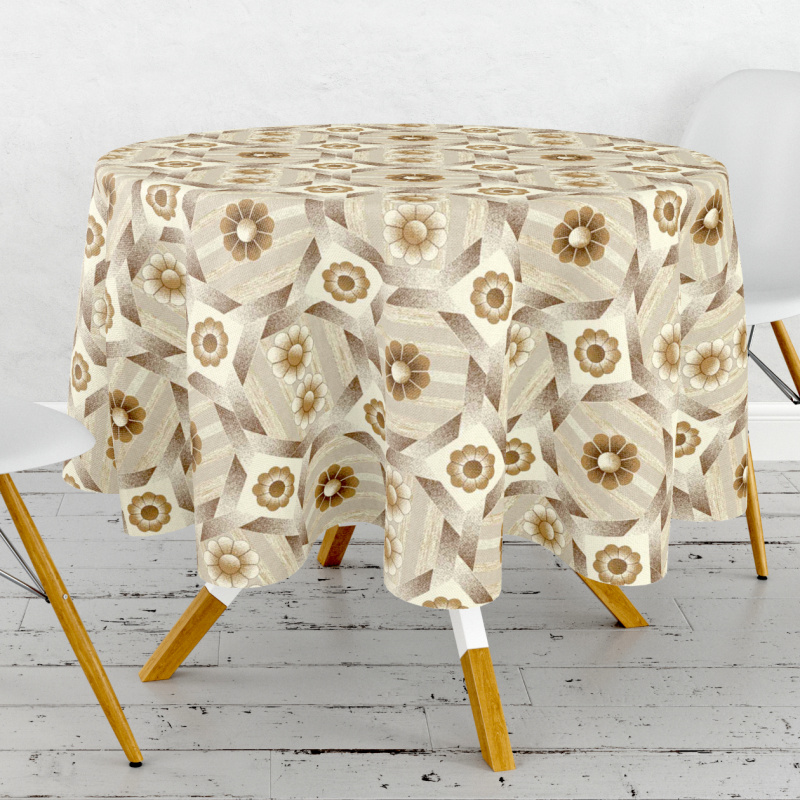 Ubrus PVC kulatý Fl-1710 – Rustikální elegance hnědá (různé velikosti)