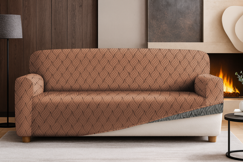 Napínací potah na třímístnou pohovku Madrid - hnědý