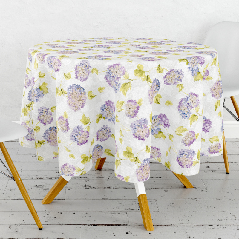 Ubrus PVC kulatý FL-1767-01 - Něžné hortenzie(různé velikosti)