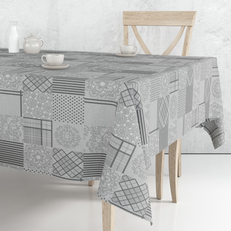 Ubrus PVC M-193B - Šedý patchwork (různé velikosti)