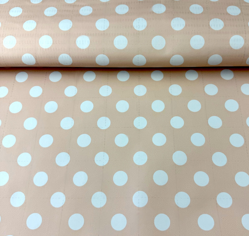 Ubrus PVC kulatý DC-416 – Puntíky na béžovém (různé velikosti)
