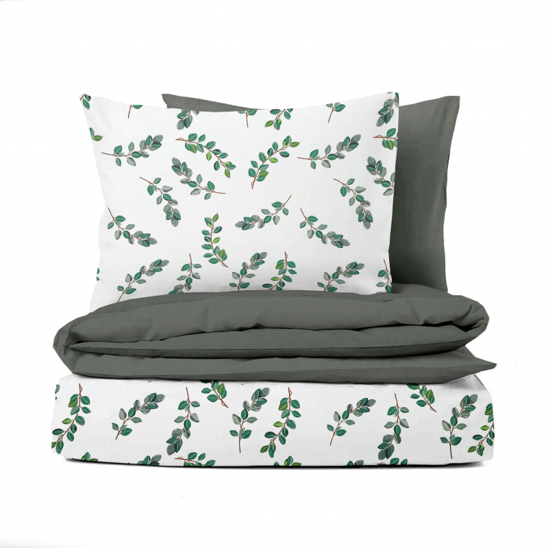 Ervi Bavlněné povlečení oboustranné - Zahradní pohoda/šalvějově zelené