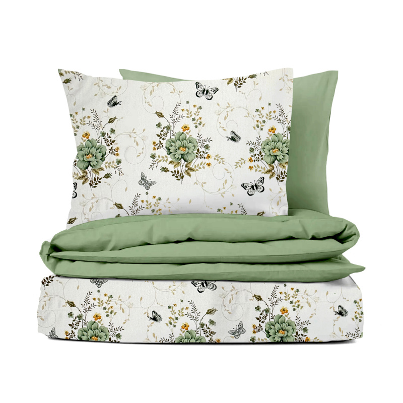 Ervi Bavlněné povlečení oboustranné - Letní poetika/olivové