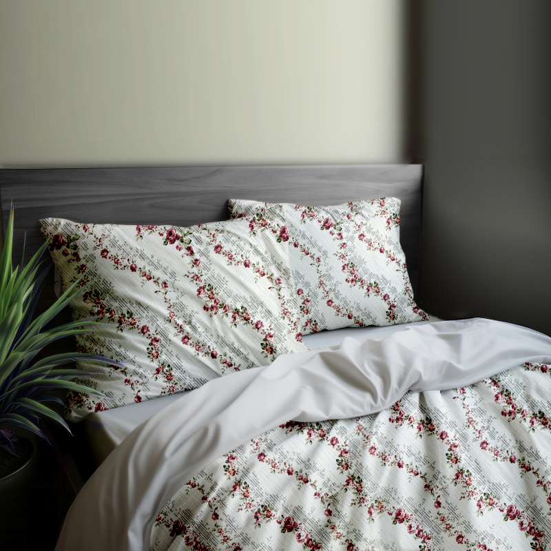 Ervi Bavlněné povlečení oboustranné - Květinová stezka/bílé