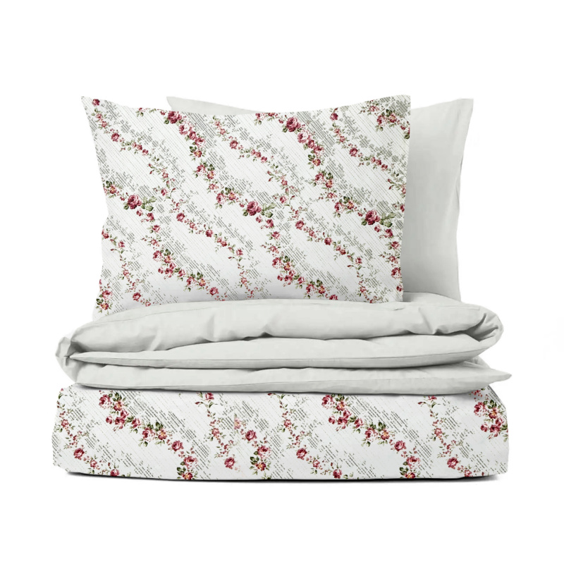 Ervi Bavlněné povlečení oboustranné - Květinová stezka/bílé