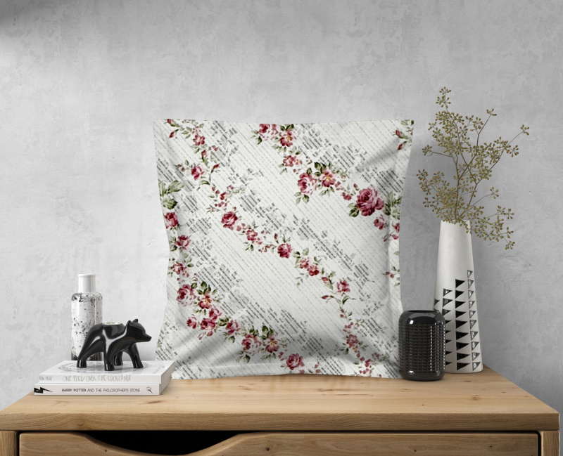 Ervi povlak na polštář bavlněný s lemem - Květinová stezka