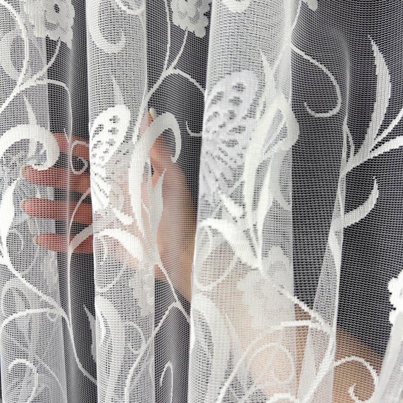 Ervi ﻿žakárová záclona bílá 7514 - motýlky, metráž