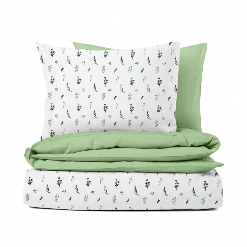 Ervi Bavlněné povlečení oboustranné - Louka snů 2/světle zelené