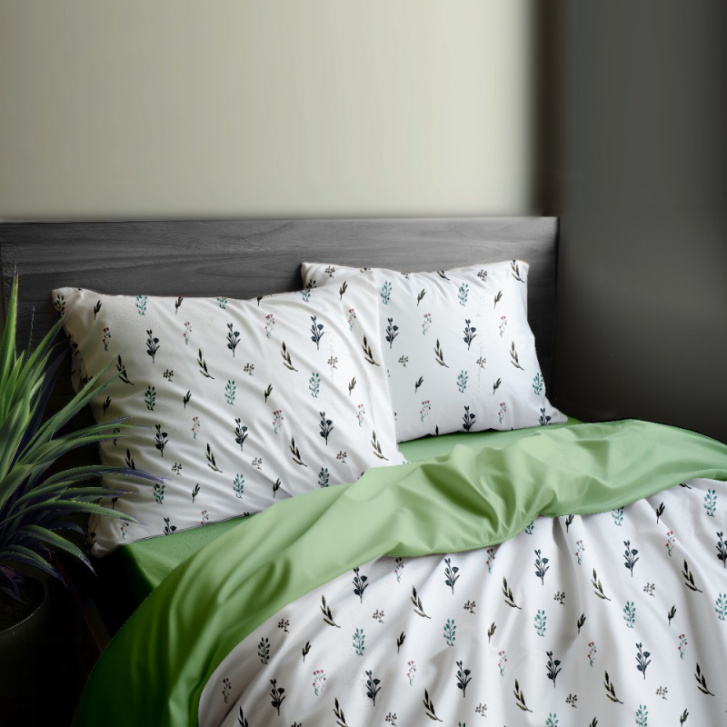 Ervi Bavlněné povlečení oboustranné - Louka snů 2/světle zelené