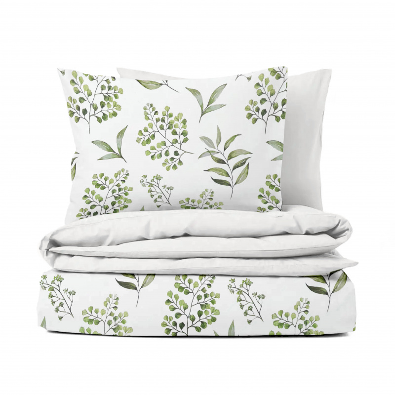 Ervi Bavlněné povlečení oboustranné - Zelená harmonie/bílé