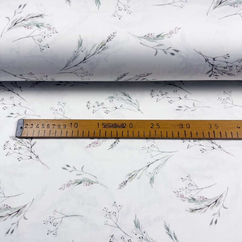 Ervi Bavlněná Satenová látka/plátno š.240cm Jemné bylinky - 217801, metráž