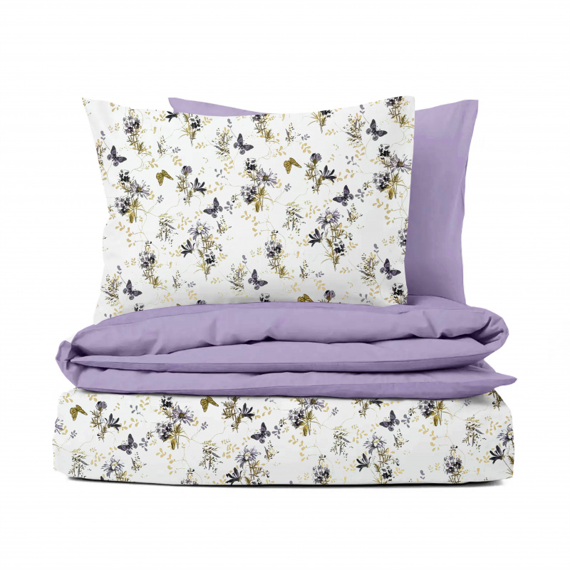 Ervi Bavlněné povlečení oboustranné - Tanec motýlů/levandulové