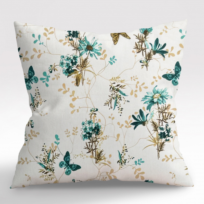 Ervi povlak na polštář Bavlněný - Tanec motýlů tyrkysový