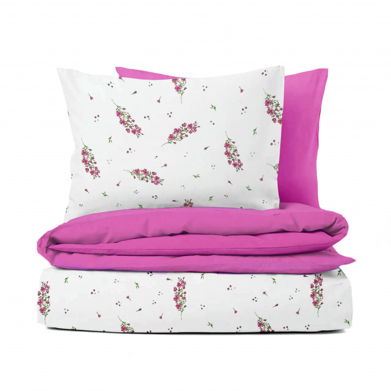 Ervi Bavlněné povlečení oboustranné - Růžový květ jara/fuchsia