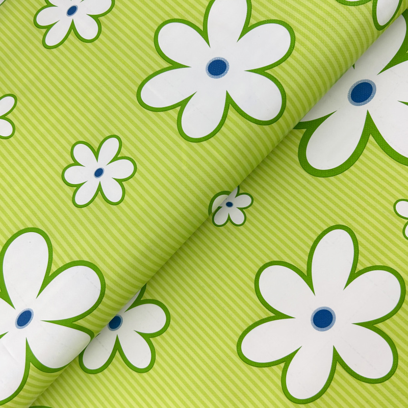 Ubrus PVC kulatý DC-900B – Kopretinový tanec na zeleném (různé velikosti)