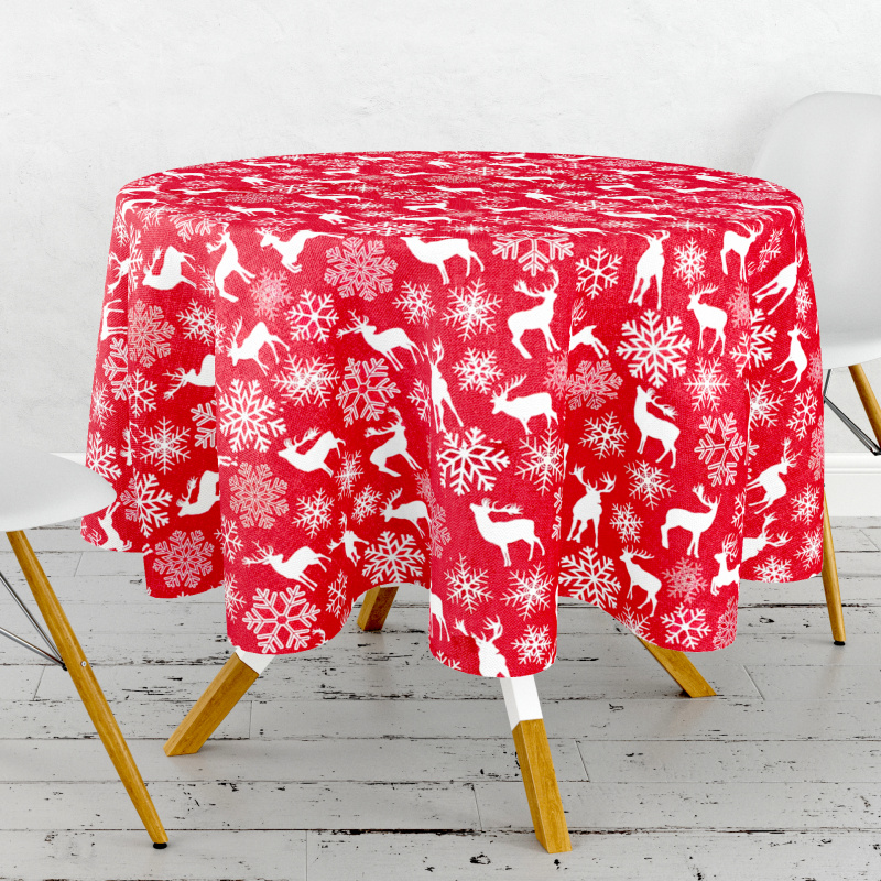 Ubrus PVC kulatý DC-2125 – Vánoční Jelenia (různé velikosti)
