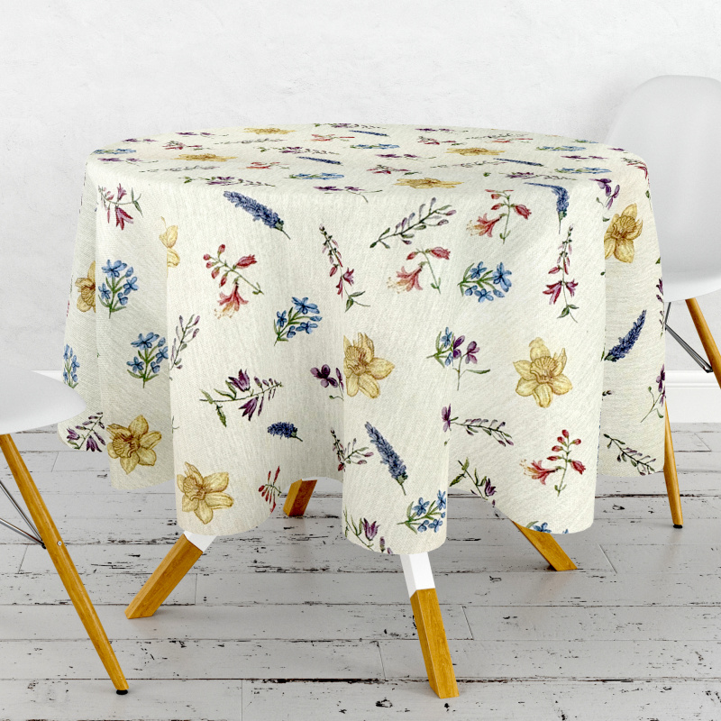 Ervi Gobelínový ubrus na stůl kulatý - Narcisová romance