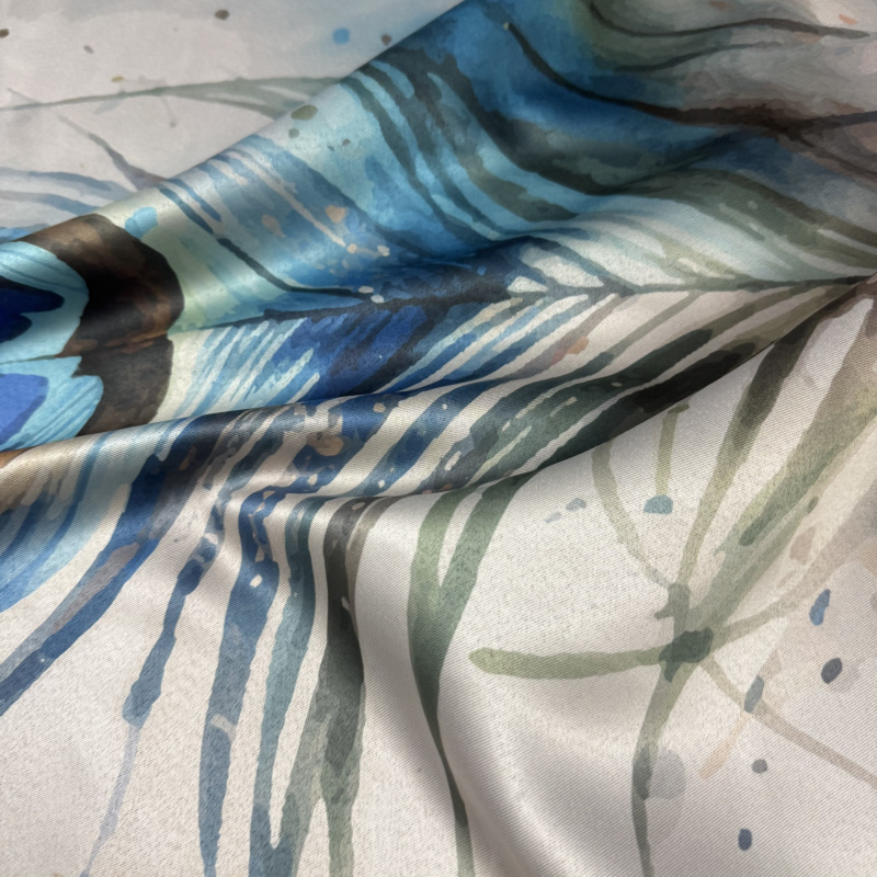 Ervi Blackout zatemňovací závěs Super print - Akvarelové paví peří