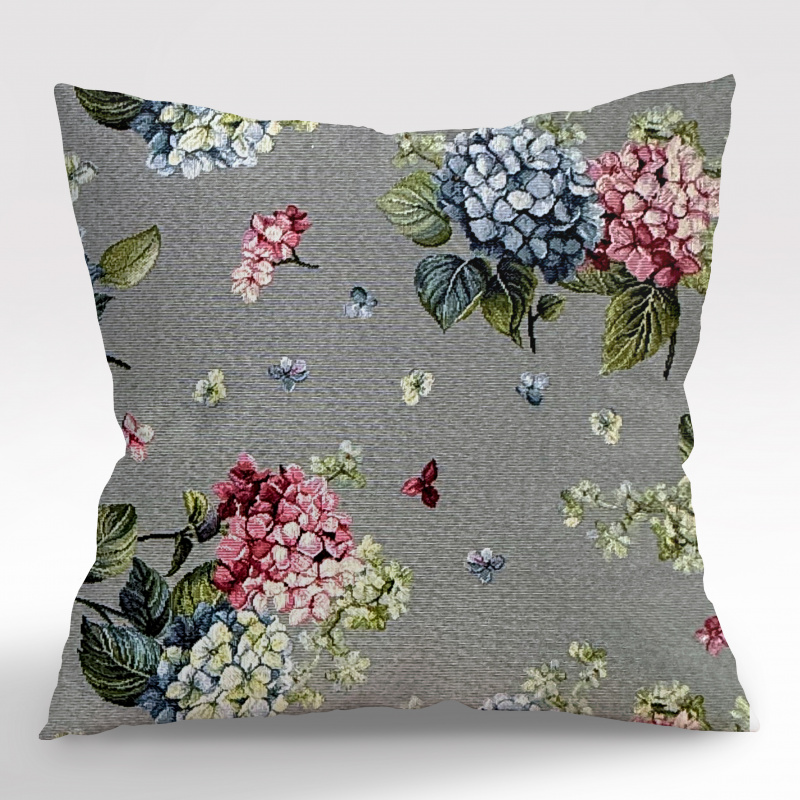 Ervi povlak na polštář Gobelínový - Hortenzie na šedém