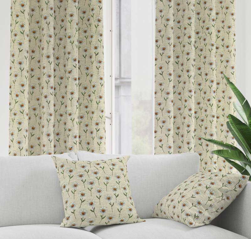 Ervi Gobelínový zatemňovací termo závěs - Romantické kopretiny